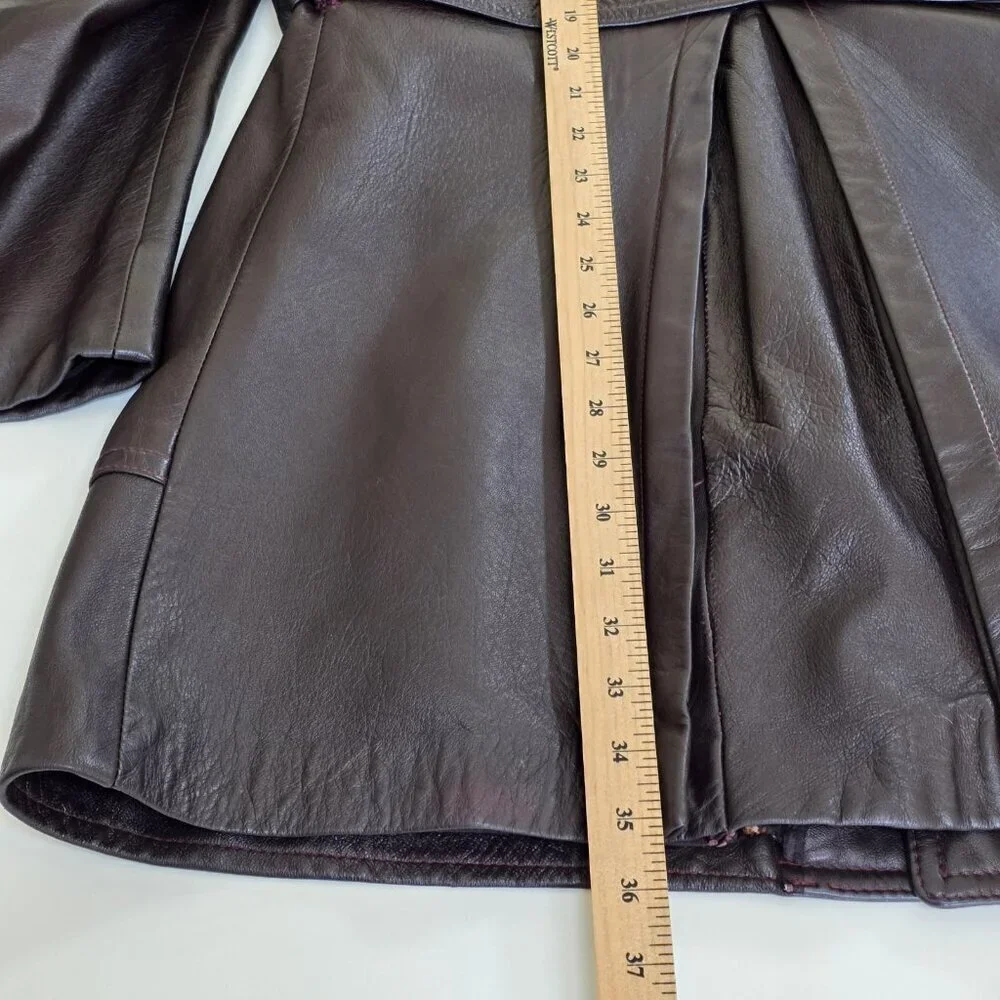 VTG Jeno De Paris Leather Coat Mens 40 Brown Mid Length LS Lined  Buttons FLAW